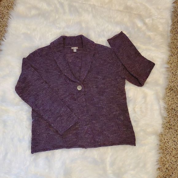 J. Jill Sweaters - J. JILL ALPACA WOOL CARDIGAN Petite Medium Purple With Button Closure